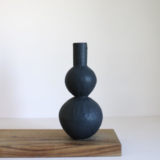Coal Black Double Sphere Bottle by Giselle Hicks